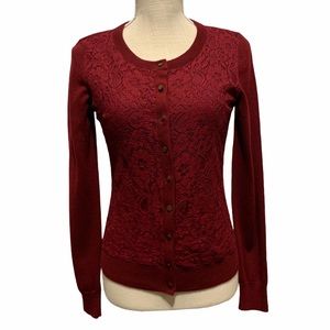 Banana Republic Lace Overlay Button Up Cardigan